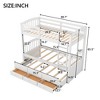 Twin Over Twin Wood Bunk Bed with Trundle and Storage Drawers, Convertible Captain Bed, Slatted Design, White, Solid Wood Frame - 2 of 4