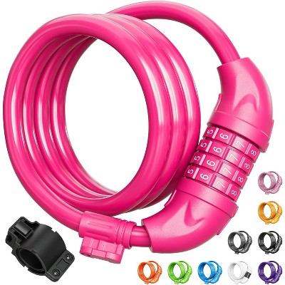 Bike Lock, Bicycle Lock 4 Feet Cable Lock 1/2 Inch Resettable Bike Lock Combination with Mounting Bracket, Bike Accessories for Bicycle