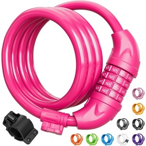 Bike Lock, Bicycle Lock 4 Feet Cable Lock 1/2 Inch Resettable Bike Lock Combination with Mounting Bracket, Bike Accessories for Bicycle - 1 of 4