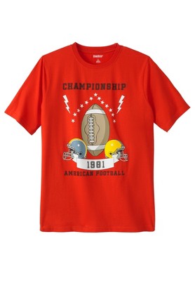 KingSize Men's Big & Tall Football Graphic Tee - Tall - XL, Championship Football Multicolored