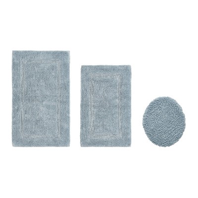 Lux Premium 100% Cotton  Ultra-Soft Tufted Solid Reversible 3 Piece Bath Rug Set, Water-Absorbent, Durable, Machine Washable Bathroom Rug