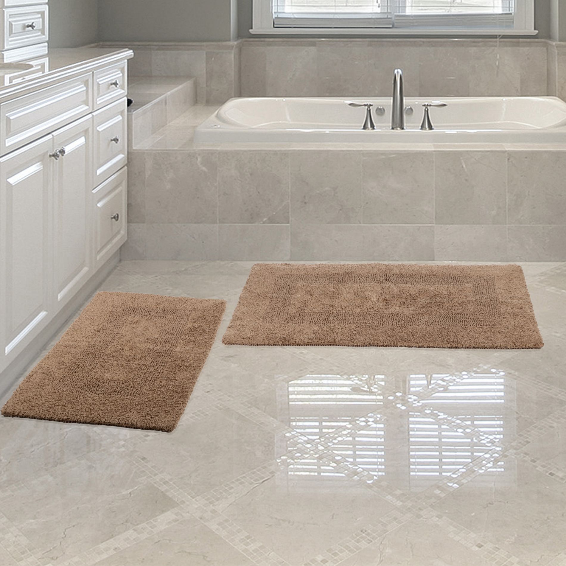 Hastings Home 2-Piece Machine Washable Cotton Bathroom Mat Set