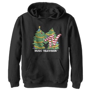 Boy's MTV Christmas Tree Logo Pull Over Hoodie - 1 of 3
