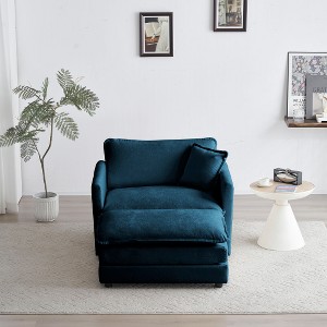 Ridstar Modern Accent Chair, Armchair with Ottoman For Bedroom, Living Room & Reading Room-Blue - 1 of 4