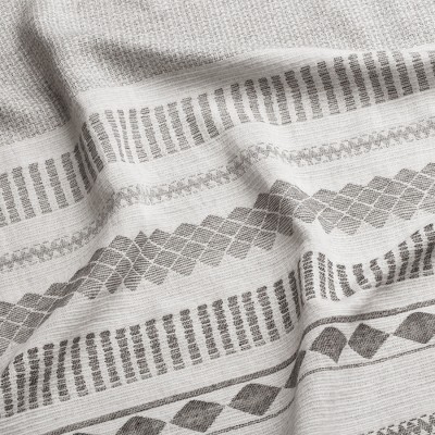 Boho Geometric Gray and Ivory Cotton Jacquard Body Pillow Cover