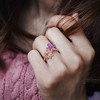 EVERLY JEWELRY | Yellow Plated Sterling Silver 2 1/3ct TGW Citrine African Amethyst Rose de France and White Topaz Flower Ring - 4 of 4