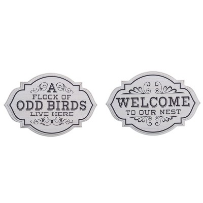 Transpac MDF Antique Nest Sign Set of 2 Spring Home Decorations