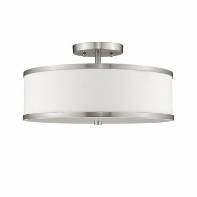 Livex Lighting Park Ridge 3 - Light Semi-Flush Mount in  Brushed Nickel