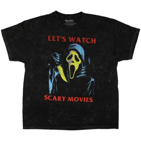 Ghost Face Men s Let s Watch Scary Movies Bleach Wash Adult T Shirt md Black Target