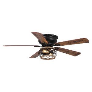 Parrot Uncle 48 Inch Black Flush Mount Ceiling Fan with Light and Remote Control Reversible Fan Blade - 1 of 4