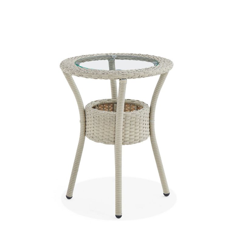 All-Weather Wicker Haven Outdoor Accent Table with Storage Beige - Alaterre Furniture, 3 of 9