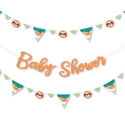 Big Dot of Happiness Let's Hang - Sloth - Baby Shower Letter Banner Decoration - 36 Banner Cutouts and Baby Shower Banner Letters