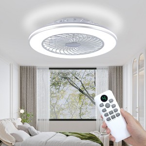 HUMHOLD 24" Ceiling Fans with Lights, Low Profile Ceiling Fan with Light, Flush Mount Ceiling Fan - 1 of 4