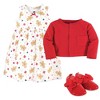 Hudson Baby Infant Girl Cotton Dress, Cardigan and Shoe 3pc Set, Sugar Spice, 0-3 Months - 2 of 4
