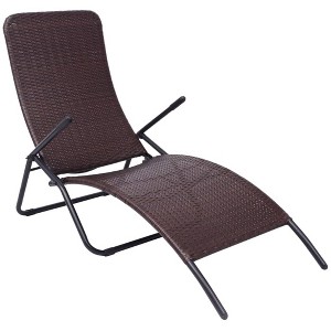 vidaXL Folding Sun Lounger Poly Rattan Brown - 1 of 1