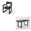 Modern 5 PCS Outdoor Dining Set, Rectangular Dining Table with Umbrella Hole, Dining Armrest Chair with Eco-Friendl HDPE Frame-Coolbibila - 4 of 4
