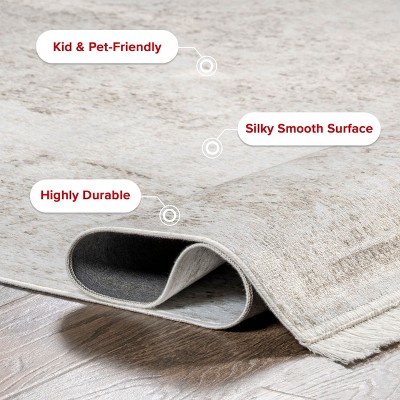 Ivory Medallion Viscose Runner Rug with Fringe, 2' 8" x 8'