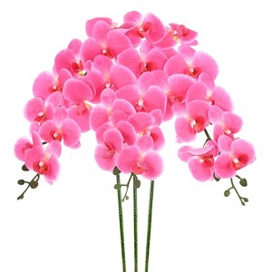 Unique Bargains Artificial Orchid Flowers Nine-headed Large Faux Phalaenopsis Silk Bouquets Real Touch 37 Inch - 1 of 4