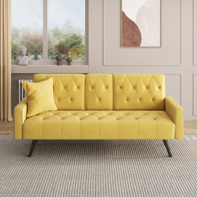 NicBex Couches for Living Room 72" Sofa Bed Armrest with 2 Cup Holders, Foldable Convertible Sleeper Loveseat with 1 Throw Pillow