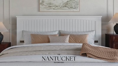 Nantucket White Full Solid Wood Headboard with USB Charger