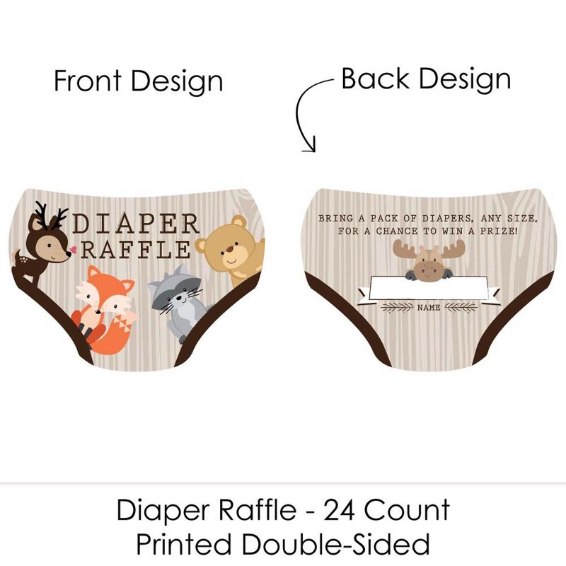 Big Dot of Happiness Woodland Creatures - Diaper Shaped Raffle Ticket Inserts - Baby Shower Activities - Diaper Raffle Game - Set of 24, 2 of 5