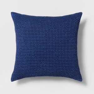 Euro Waffle Weave Throw Pillow Blue - Threshold