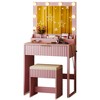 ChicFurnit Vanity Tables Makeup Vanity Desk Vanity Table Set Dressing Table with Square Mirror for Bedroom, Pink, 27.13"*15.71"*52.87" - 3 of 4