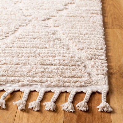 Beige Diamond Pattern Hand-Knotted Synthetic 4' x 6' Rug