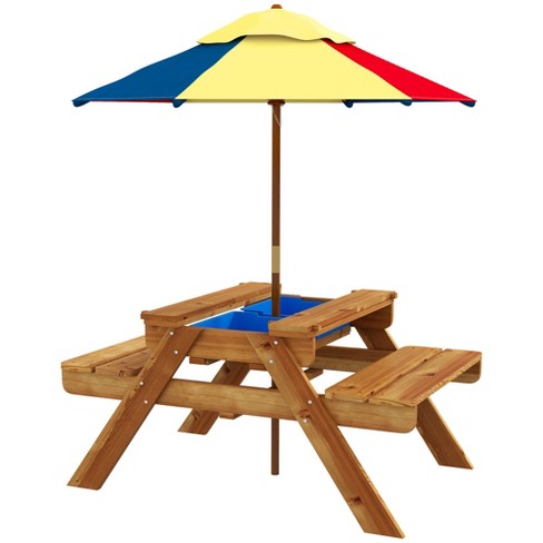 Outsunny Kids Picnic Table, 3 In 1 Sand And Water Activity Table W ...