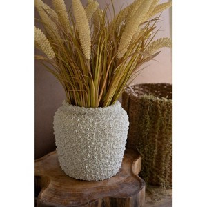 Resin Barnacle Pot 11"H – White Textured Decorative Vase with Ocean-Inspired Design by Kalalou - 1 of 4