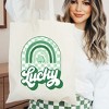 City Creek Prints Lucky Shamrock Rainbow Canvas Tote Bag - 15x16 - Natural - 2 of 2