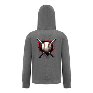 Everyday Kids Baseball Boys Zip Up Hoodie – Bold Home Plate, Crossed Bat & Baseball Sweatshirt - 1 of 4