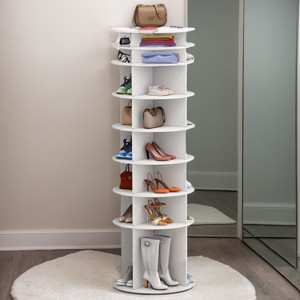 360° Rotating 7-Tier Shoe Rack Tower with Spinning Shelves and Space-Saving Vertical Organizer for Entryway or Closet-3irtyhousy - 1 of 4