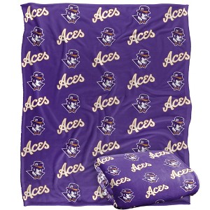 University Of Evansville Logo Pattern Silky Touch Blanket White 50x60 - 1 of 4