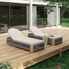 Set of 2 Outdoor Acacia Wood Chaise Lounge with Adjustable Backrest, Rope Accent Pool Lounge Chair, Waterproof Cushion Garden Lounger-Coolbibila - 2 of 4