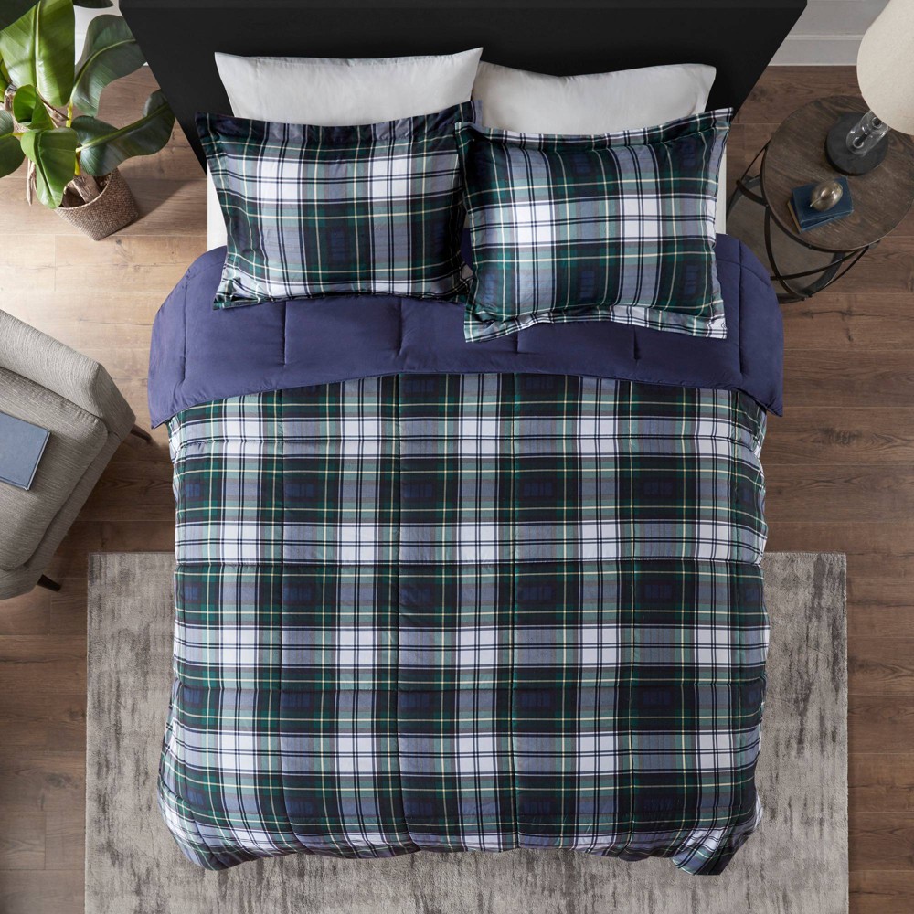 Madison Park Twin/Twin Extra Long Hartford 3M Scotchgard Down Alternative Comforter Set Navy: Microfiber, Hypoallergenic, OEKO-TEX Certified