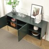 Mid-Century Modern Sideboard Buffet Cabinet ¨C Matte Green Storage Console or TV Stand with Gold Leg For Living Room, Kitchen, or Dining - 3 of 4