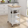 KTMBDW Kitchen Island,Kitchen Cart for Home,Rolling Serving Cart on Wheel with Drawer and Storage Shelves,Kitchen Serving Cart for Dining Room,White - 4 of 4