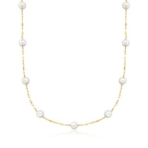Ross-Simons 6-7mm Cultured Pearl Lumachina-Chain Station Necklace in 14kt Yellow Gold - 1 of 3