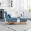 Corduroy Accent Chair with Ottoman, Single Sofa with Walnut Wooden Leg for Living Room, BedRoom, Office - Maison Boucle - 2 of 4