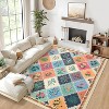 Washable Modern Floral Rug - Non-Slip Lightweight Thin Carpet, Non-Shedding Soft Low Pile Floor Cover for Bedroom Living Room - 4 of 4