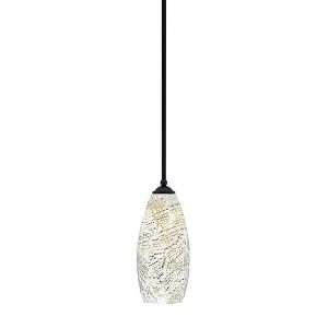 Toltec Lighting Zilo 1 - Light Pendant in  Matte Black with 5.5" Natural Fusion Shade - 1 of 1
