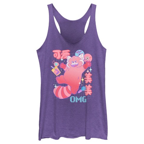 Women's Turning Red Kanji Red Panda Racerback Tank Top - Purple Heather ...