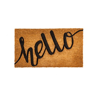 Evergreen Hello Debossed Coir Mat