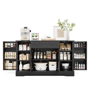 Sideboard Buffet Cabinet with Storage, Storage Cabinet with Drawer and 4 Doors, Freestanding Coffee Bar for Living Room, Kitchen, Dining Room, Black - 1 of 4