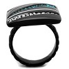 Slickblue Contemporary Geometric Ring with Blue Zircon Synthetic Crystal, IP Black Stainless Steel, Women's size 5–10 - 3 of 4