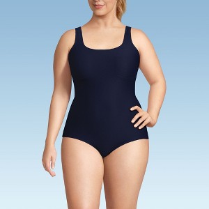 Lands' End Women's Chlorine Resistant Scoop Neck Soft Cup Tugless Sporty One Piece Swimsuit - 1 of 4