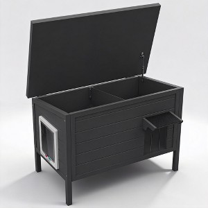 Fortune Candy 34.25'' Wooden Indoor-Outdoor Insulated Cat House with Raised Base, Spacious Indoor Area for All-Season Use - 1 of 4