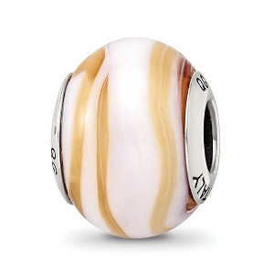 Black Bow Jewelry Carmel/White Italian Murano Glass & Sterling Silver Bead Charm, 14mm - 1 of 4