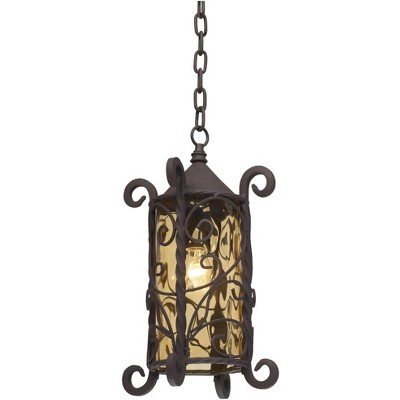Seville Bronze Finish Outdoor Pendant Light with Champagne Glass